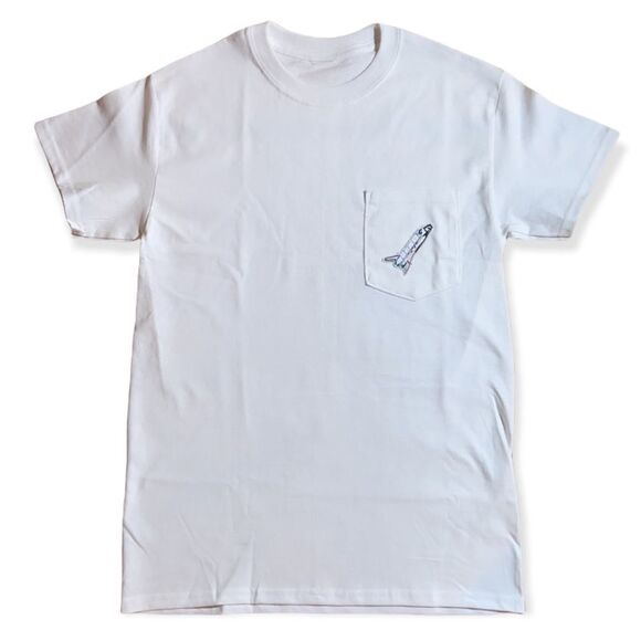 NWT Wool + Pepper Co. Spaceship Unisex Pocket Tee- Avail in Gray, White, Black - Picture 4 of 9